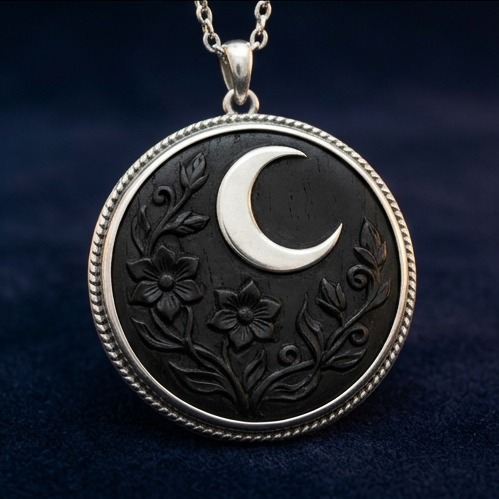 Ebon and Silver Moon Garden Medallion