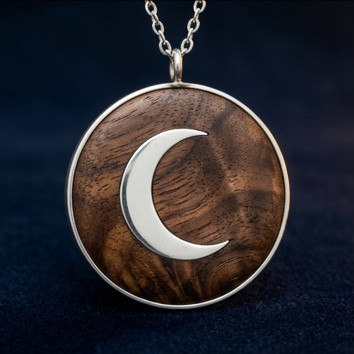 Walnut Moonrise Inlay Pendant